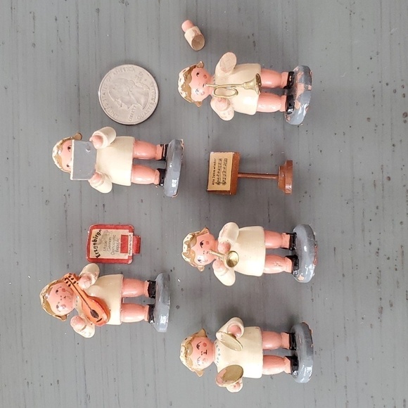 Wendt & Kuhn Wood Angels  Set of 5 Angels W/ Music stand Vintage Germany! - Picture 1 of 15